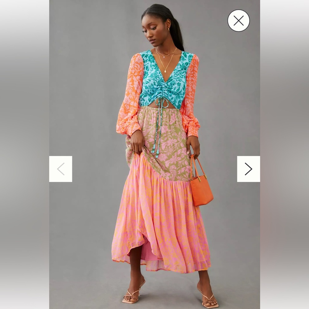 Anthropologie Farm Rio cut out maxi dress